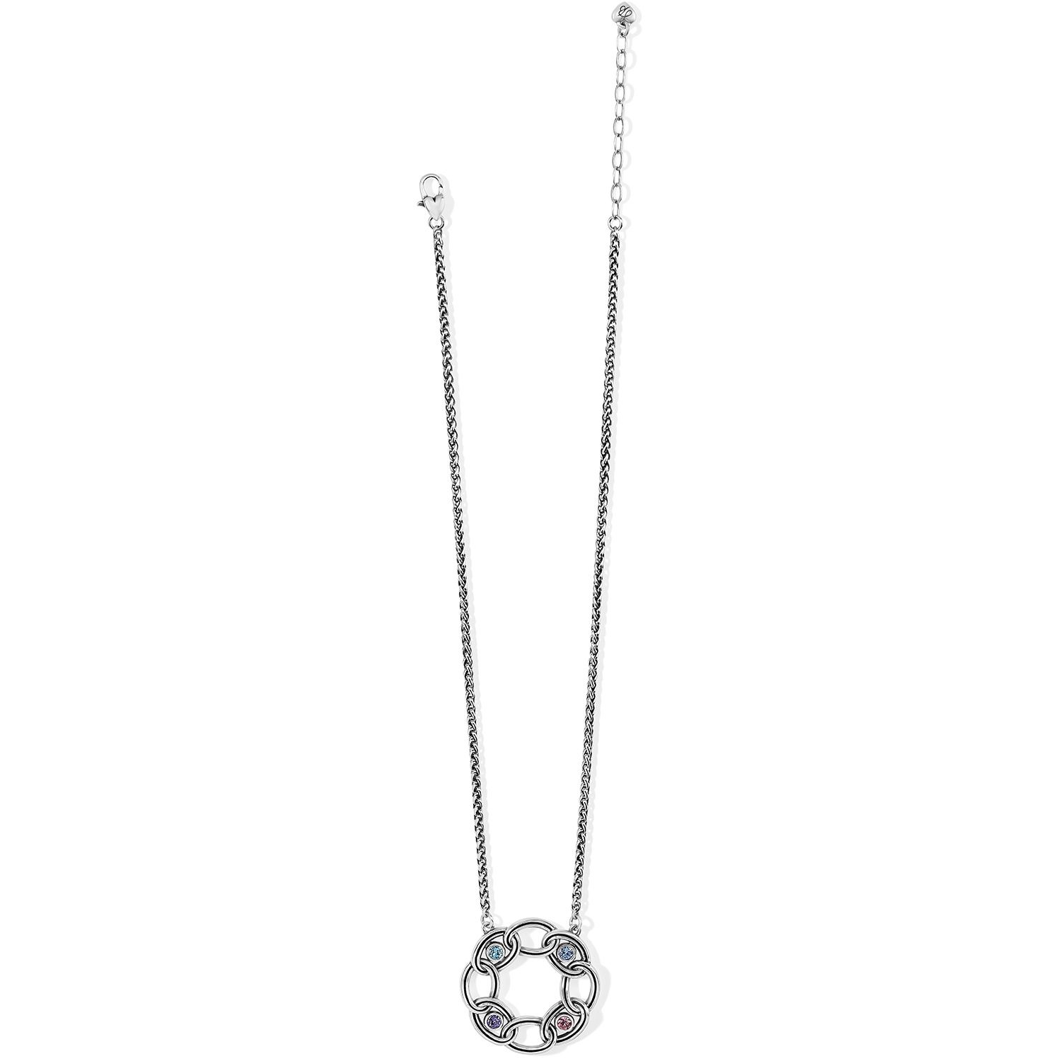 Brighton Interlok Chain Stone Ring Necklace, Color: Silver/Multi