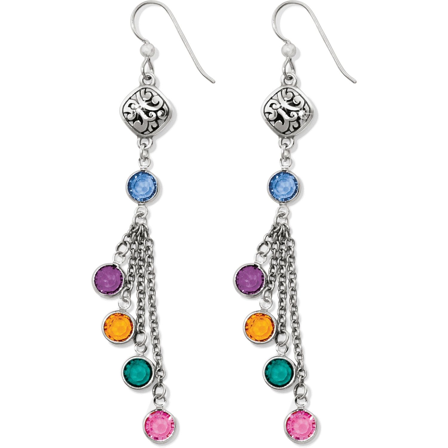 Elora Gems French Wire Earrings, Color: Silver/Multi