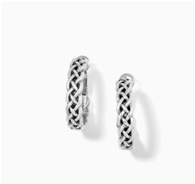 Brighton Interlok Braid Small Hoop Earrings, Color: Silver
