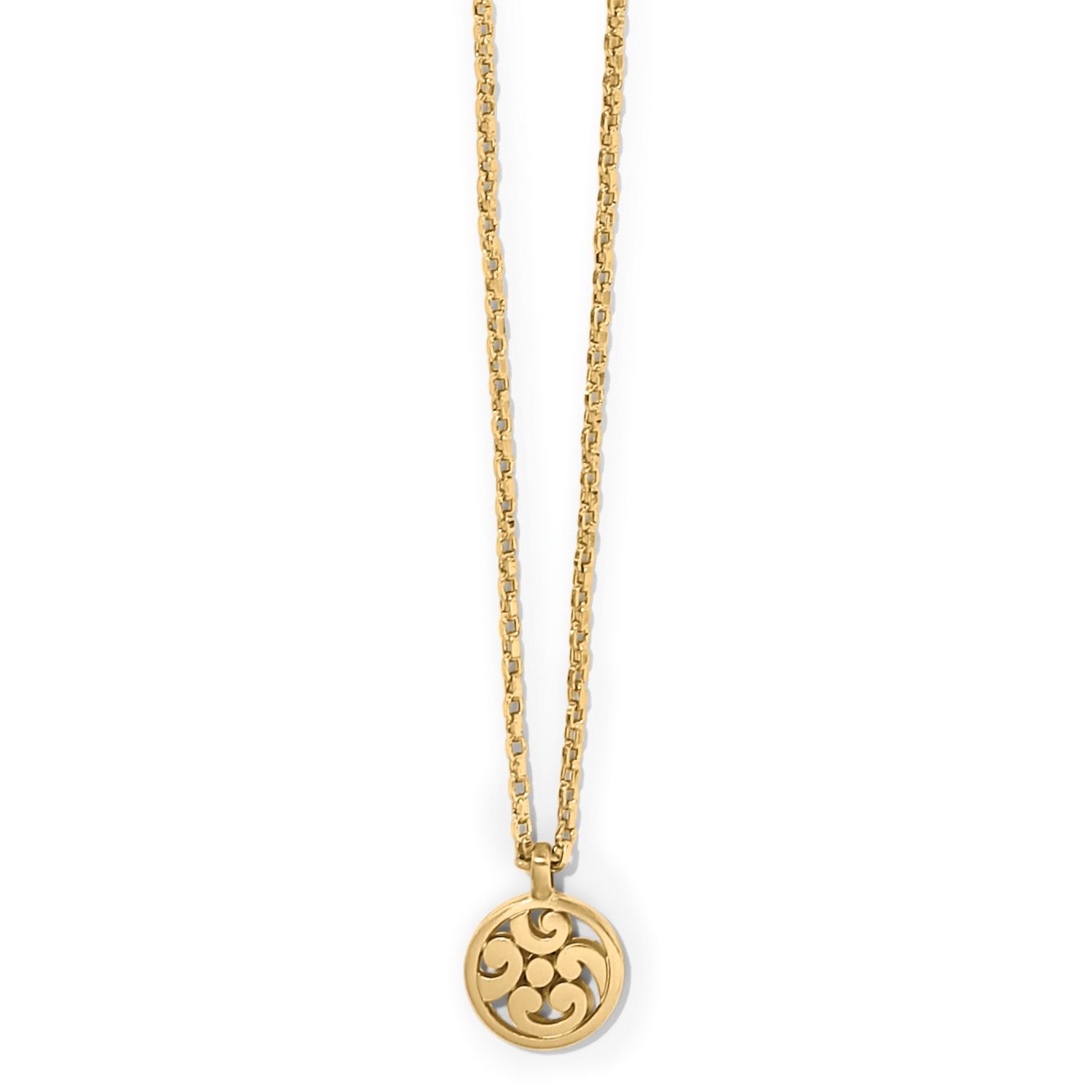 Brighton Contempo Medallion Petite Necklace - Gold, Color: Gold