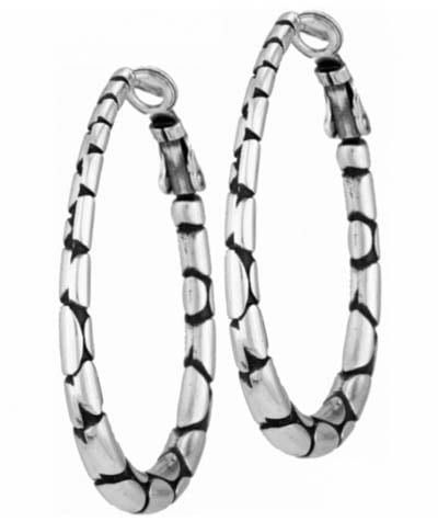 Brighton Pebble Oval Hoop Earrings, Color: Silver