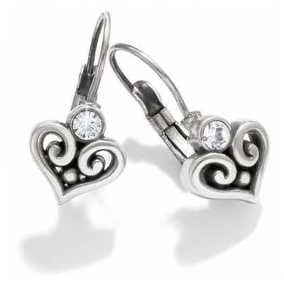 Alcazar Heart Leverback Earrings, Color: Silver