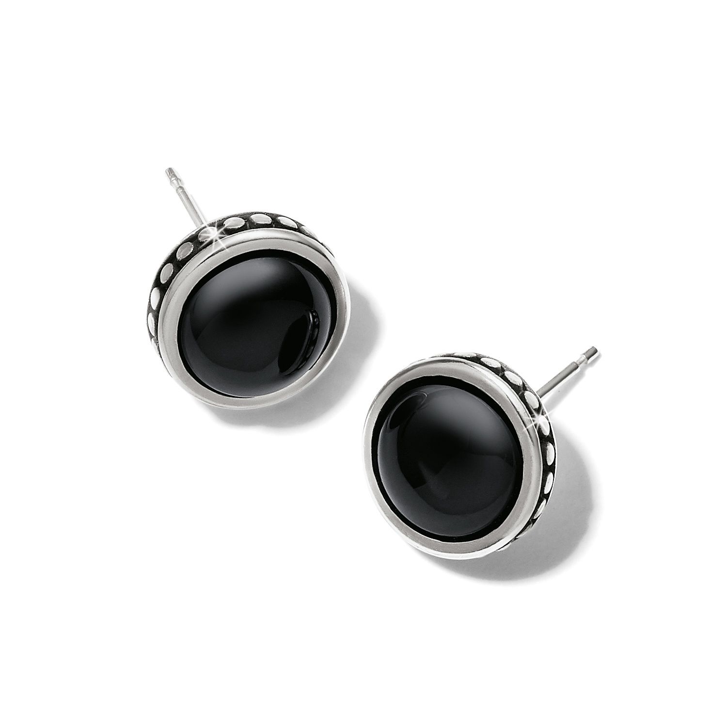 Brighton Pebble Dot Onyx Post Earrings, Color: Silver/Black