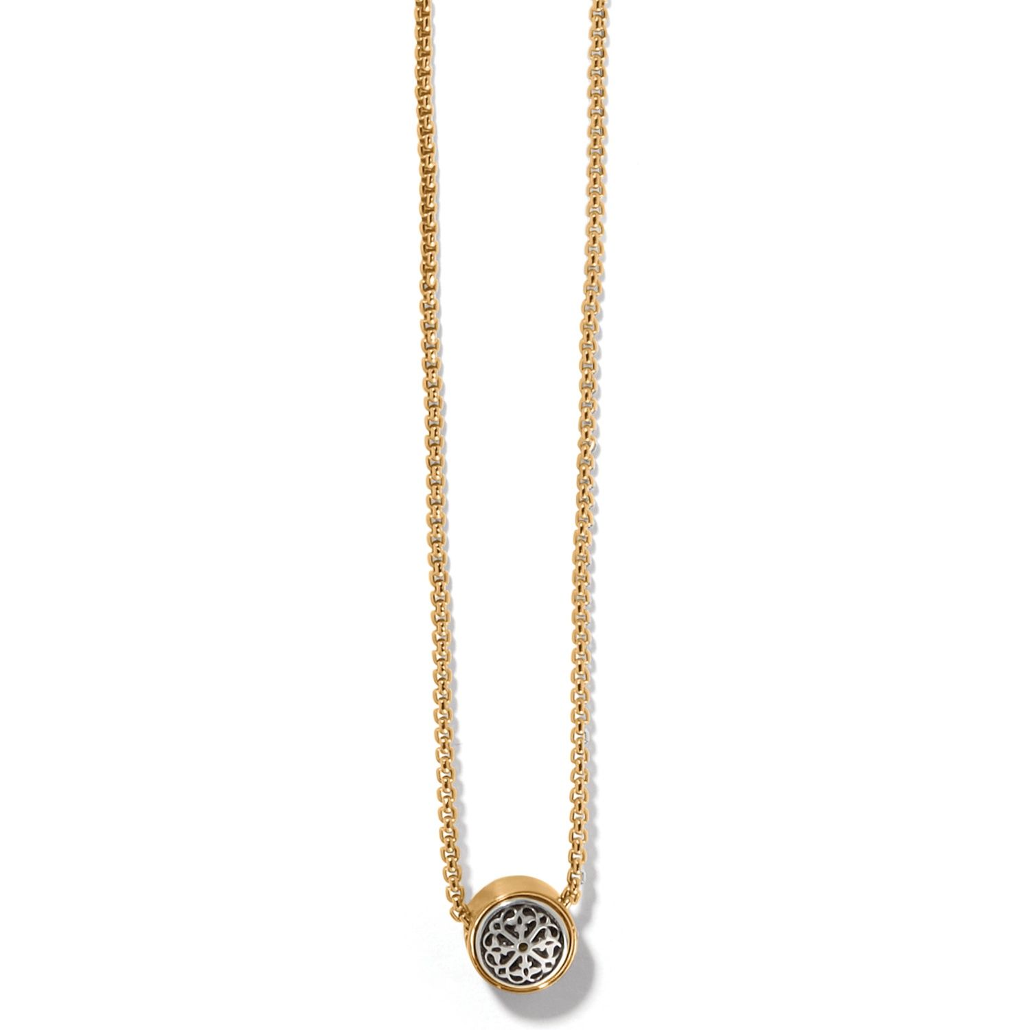 Brighton Ferrara Two Tone Luce Mini Pendant Necklace, Color: Silver/Gold