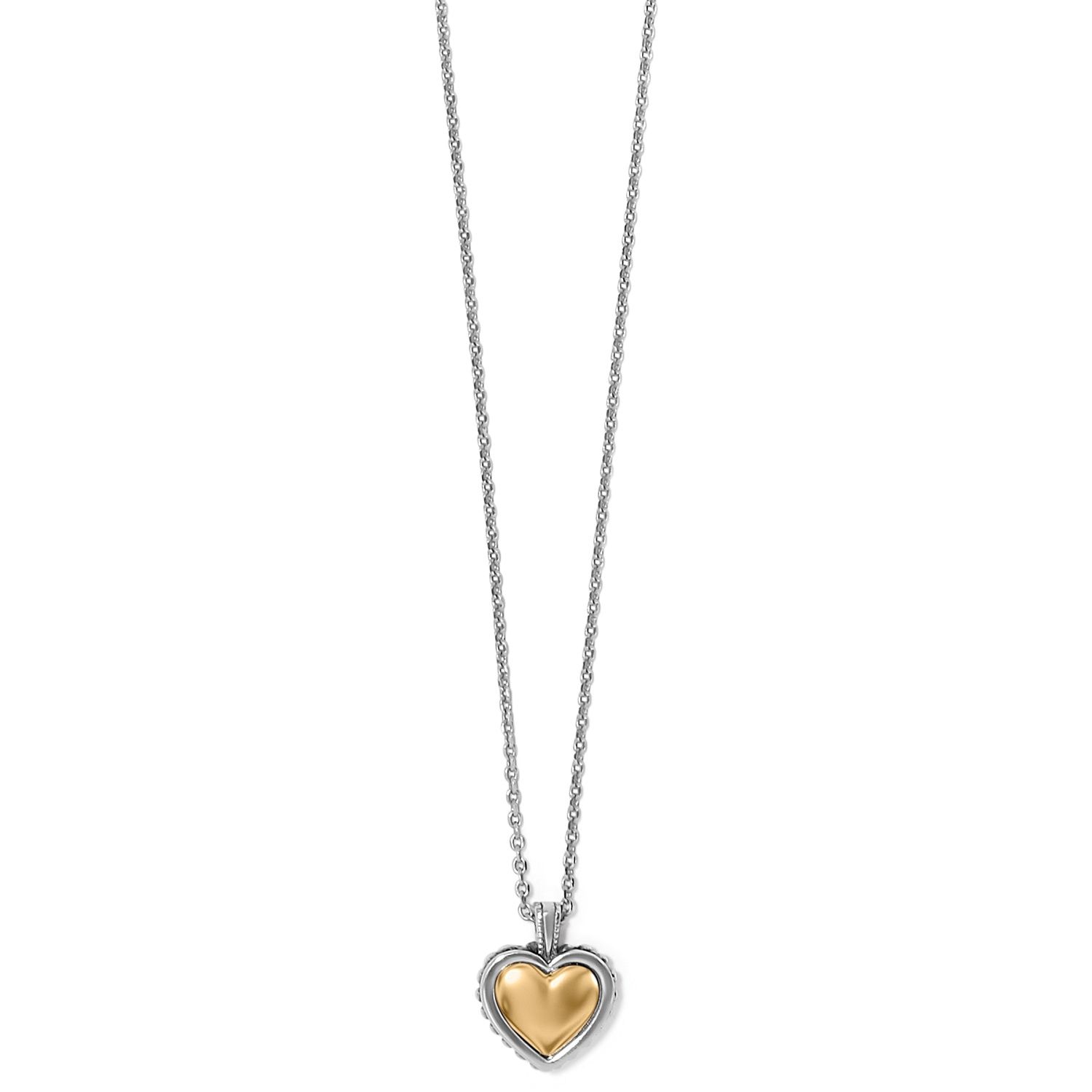 Brighton Pretty Tough Bold Heart Petite Necklace, Color: Silver/Gold