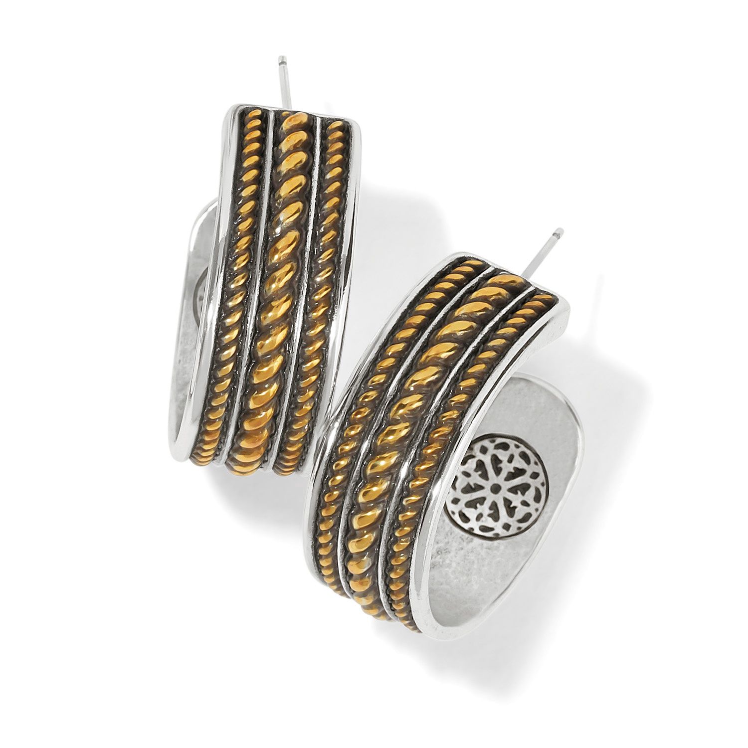 Brighton Monete Wide Hoop Earrings, Color: Silver/Gold