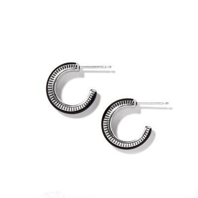 Brighton Interlok Noir Small Hoop Earrings - Silver/Black