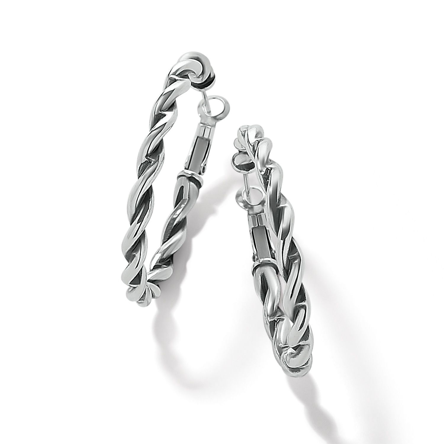 Brighton Interlok Twist Oval Leverback Hoop Earrings, Color: Silver