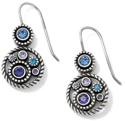 Brighton Halo French Wire Earrings, Color: Silver/Tanzanite
