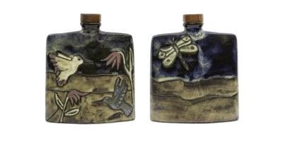 Mara Stoneware Decanter,  Hummingbird Blue 24 Oz