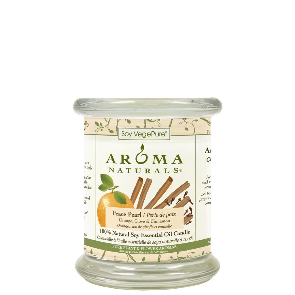 Aroma Naturals Peace Pearl Glass Pillar-Medium, Burn Time: 45 h, Size: 8.8. oz