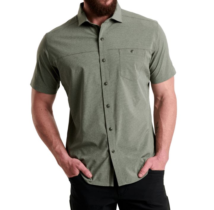 Kuhl Men's Optimizr Short Sleeve Shirt, Color: Pewter Green, Size: Medium