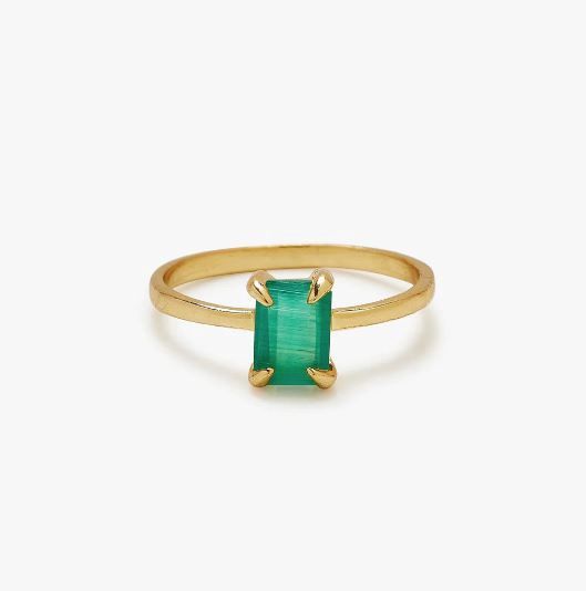 Puravida Ring, Emerald Statement Gold, Color: Gold, Size: 6