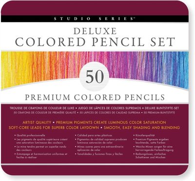 Peter Pauper Press Colored Pencil Set In Tin-50 Pcs
