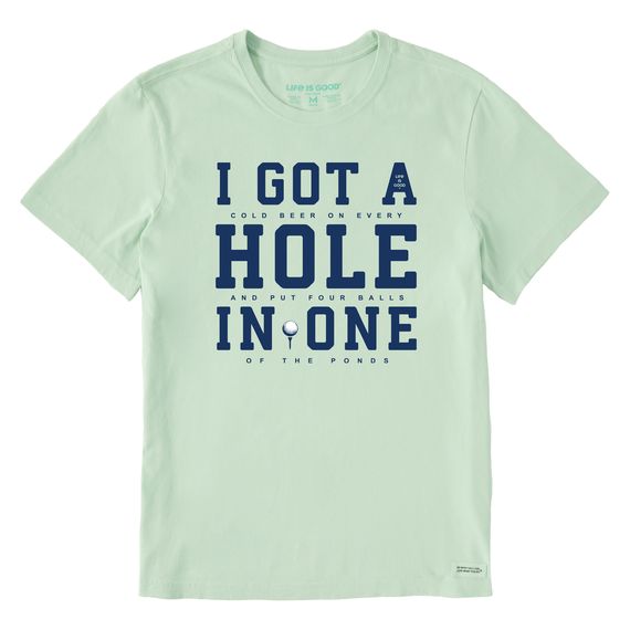 Life is Good Men's I Got A Hole In One SS Tee, Color: Sage Green, Size: Medium
