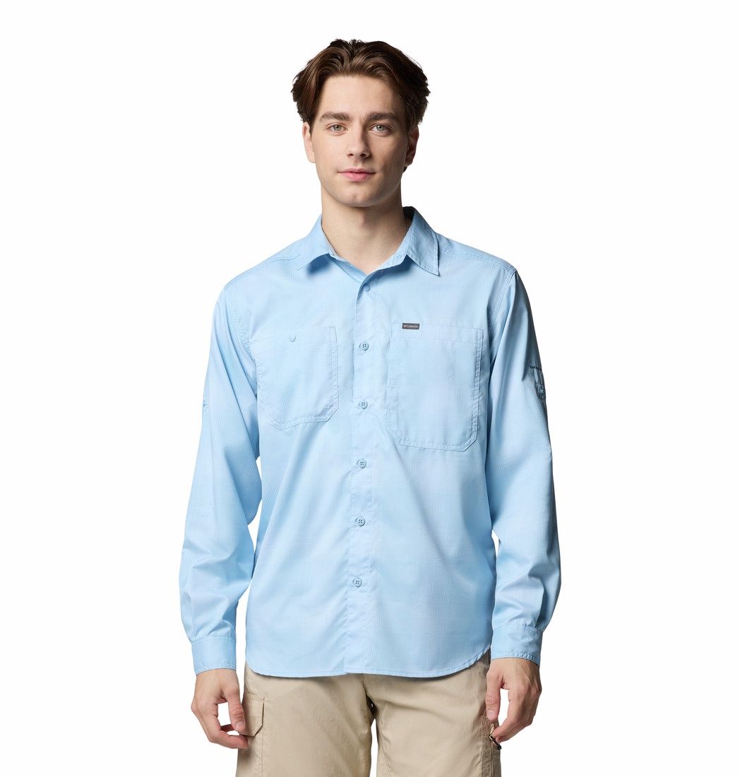 Silver Ridge Utility Lite Plaid Men's Long Sleeve Shirt, Color: Ripple Blue Lg Blue Check, Size: Medium