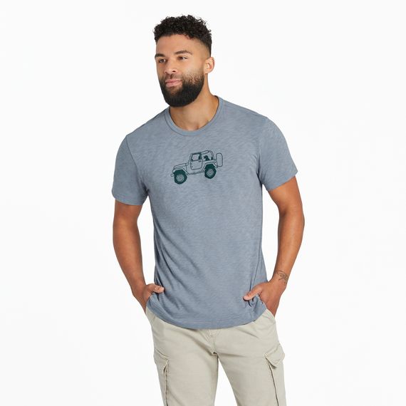 Life is Good Men's Favorite Passenger Textured Slub, Color: Stone Blue, Size: Medium
