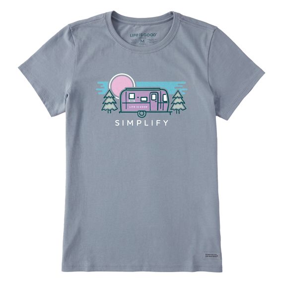 Life is Good Women's Simplify Camper SS Tee, Color: Stone Blue, Size: Small