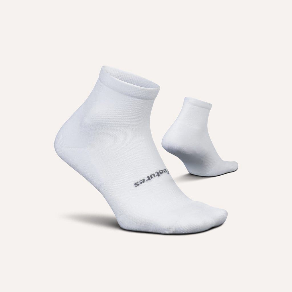 Feetures High Performance Ultralight Quarter Socks, Color: White, Size: Large