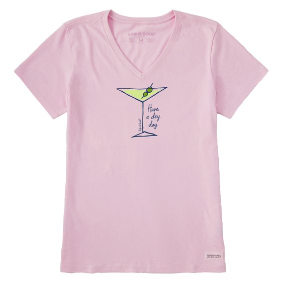 Life is Good Women's Dry Day Martini SS Tee, Color: Seashell Pink, Size: Small