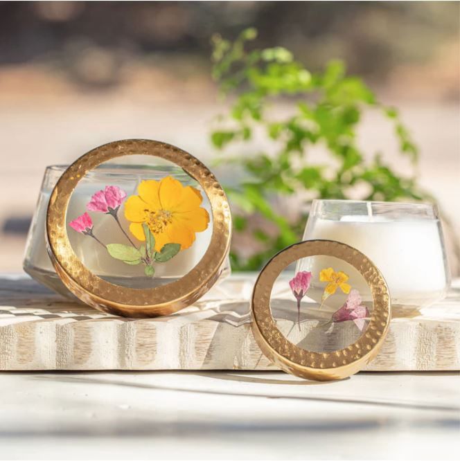 Medium Pressed Floral Candle