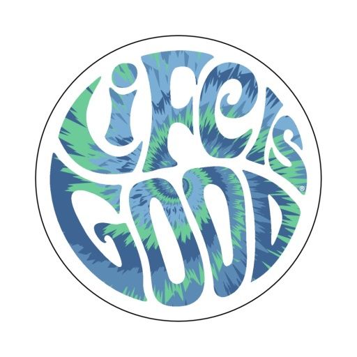 Life is Good Groovy Tie Dye Lig 4" Circle Sticker, Life is Good Color: Cloud White, Size: OS