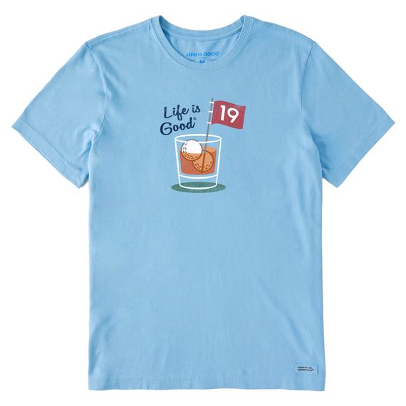 Life is Good Men's 19Th Hole Cocktail SS Tee, Color: Cool Blue, Size: Medium