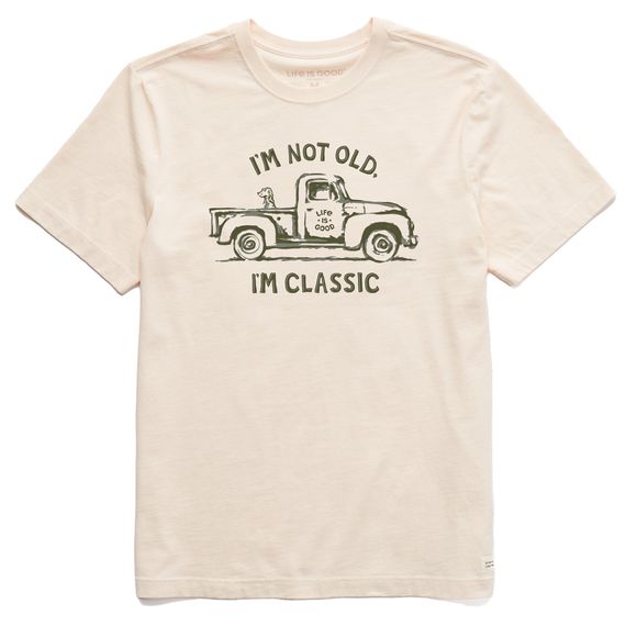 Life is Good Men's Trusty Pickup And Dog SS Tee, Color: Putty White, Size: Medium