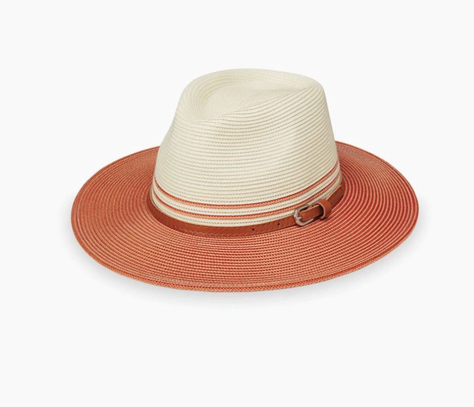 Wallaroo Kristy Women's Fedora Hat, Color: Ivory/Coral