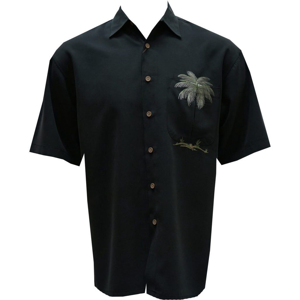 Peekaboo Palm Embroidered Men's Shirt, Color: Black, Size: XL