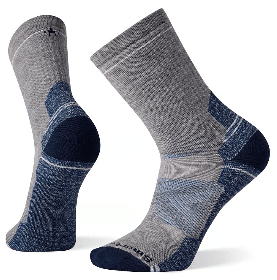 Smartwool Hike Full Cushion Crew Socks, Color: Light Gray/Blue, Size: XL