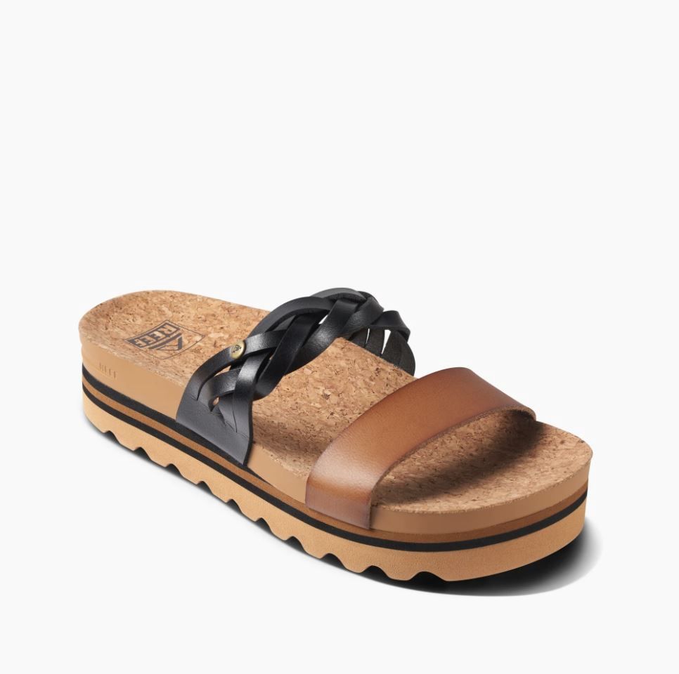 Reef Cushion Vista Hi Twist Women's Sandals -D, Color: Cognac/Black, Size: 5