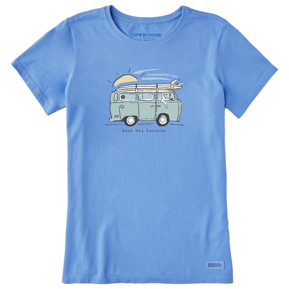Life is Good Women's Quirky Surf Seagull SS, Color: Cornflower Blue, Size: Small