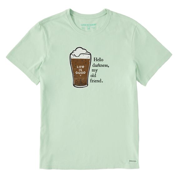 Life is Good Men's Hello Darkness Beer SS Tee, Color: Sage Green, Size: Medium