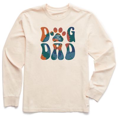Life is Good Men's Groovy Tie Dye Dog Dad Long Sleeve Shirt