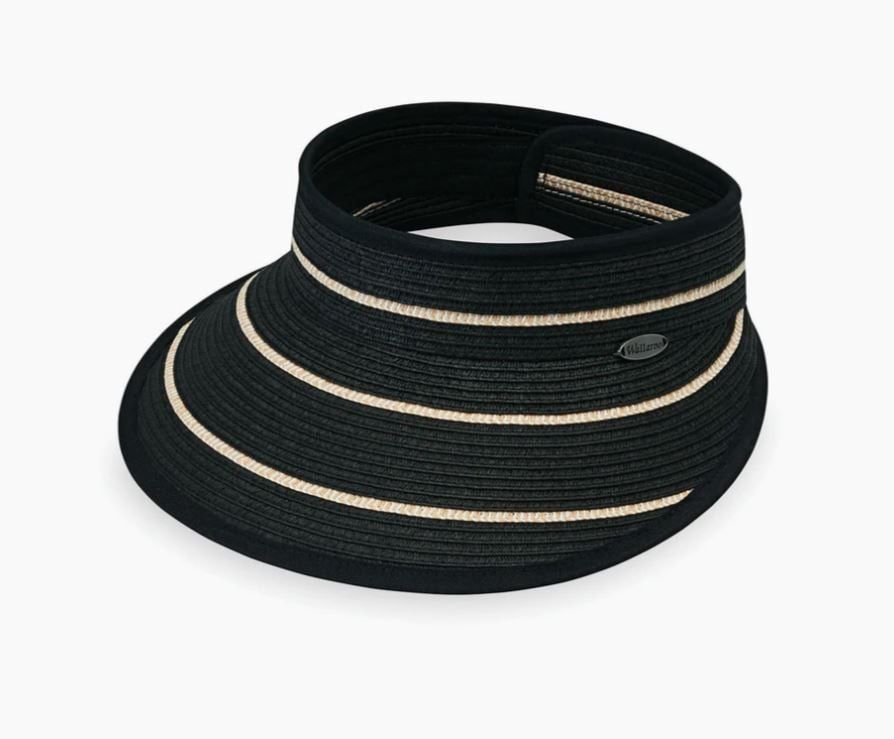 Wallaroo Savannah Women's Visor, Color: Black/Camel Stripes