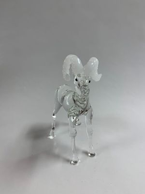 Blown Glass Ram w/Colored Horns