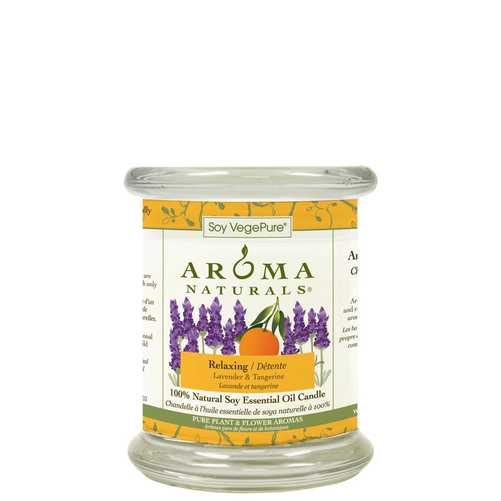 Aroma Naturals Relaxing Glass Pillar Candle-Medium, Burn Time: 45 h, Size: 8.8 oz