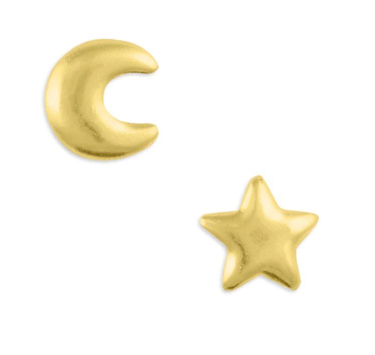 Tomas Jewelry Moon &amp; Star Stud Earrings in Gold, Color: Gold