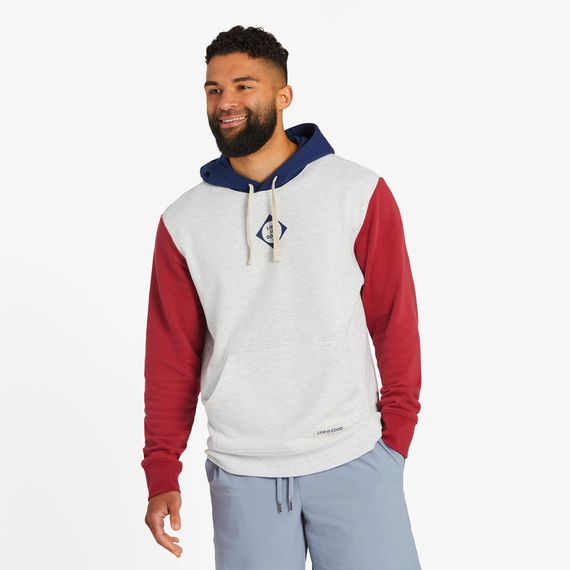 Life is Good Men's LIG Diamond Simply True Fleece Hoody, Color: Light Heather Gray, Size: S