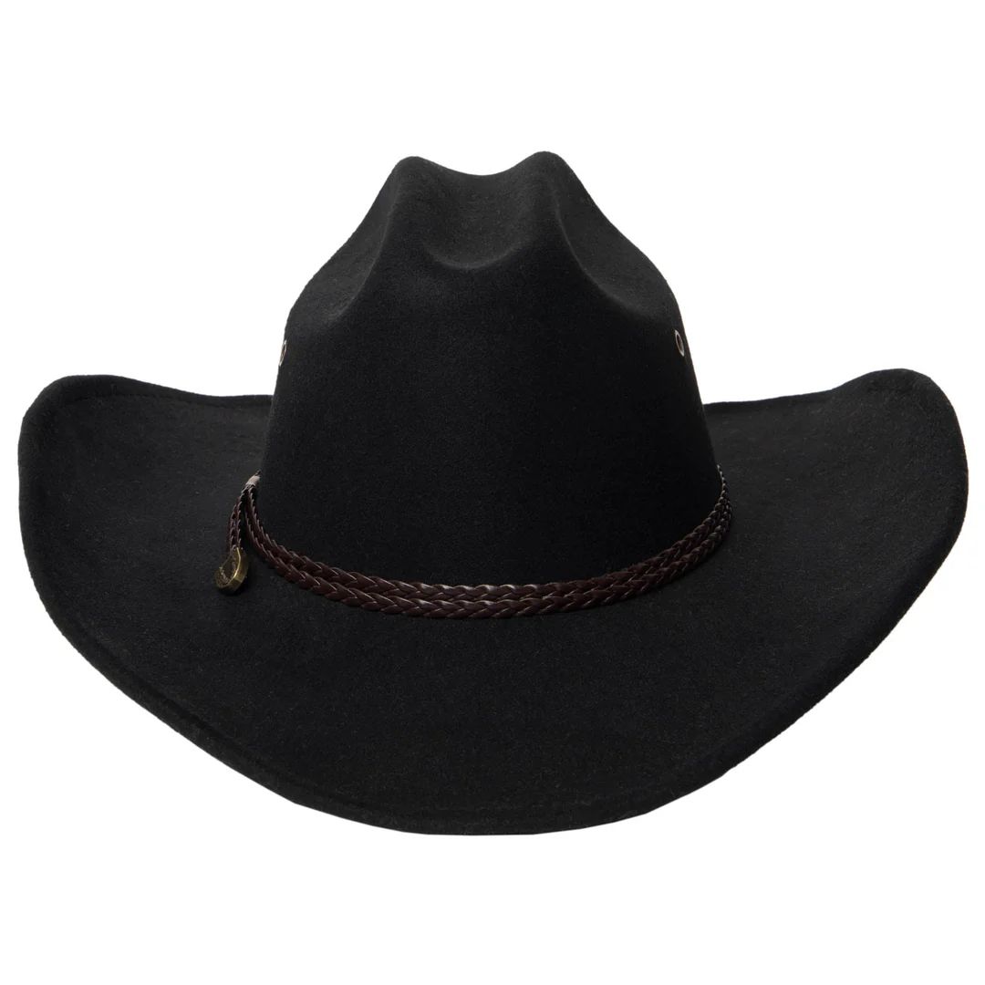 Dwight Men's Cattleman's Crease Cowboy w/Braid, Color: Black