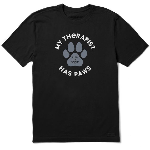 Life is Good Men's My Therapist Has Paws SS Tee, Color: Jet Black, Size: Small