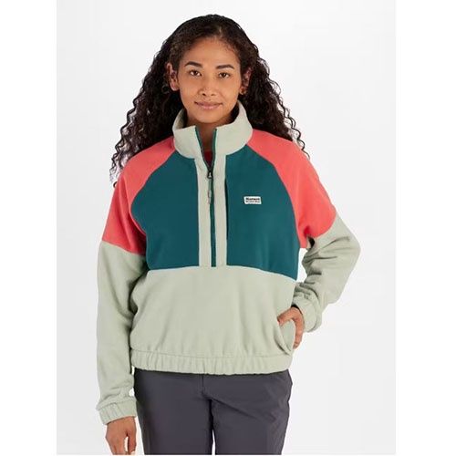 Women's Retro Rocklin 1/2 Zip, Color: Frosty Green/Dark Jungle/Grapefruit, Size: Small