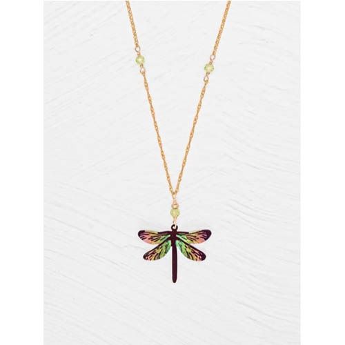 Holly Yashi Dragonfly Dreams Pendant Necklace, Color: Green with Envy/Gold