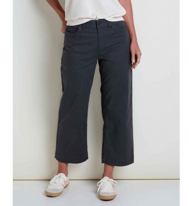 Toad&amp;Co Earthworks Wide Leg Women's Crop Pant, Color: Soot, Size: 4