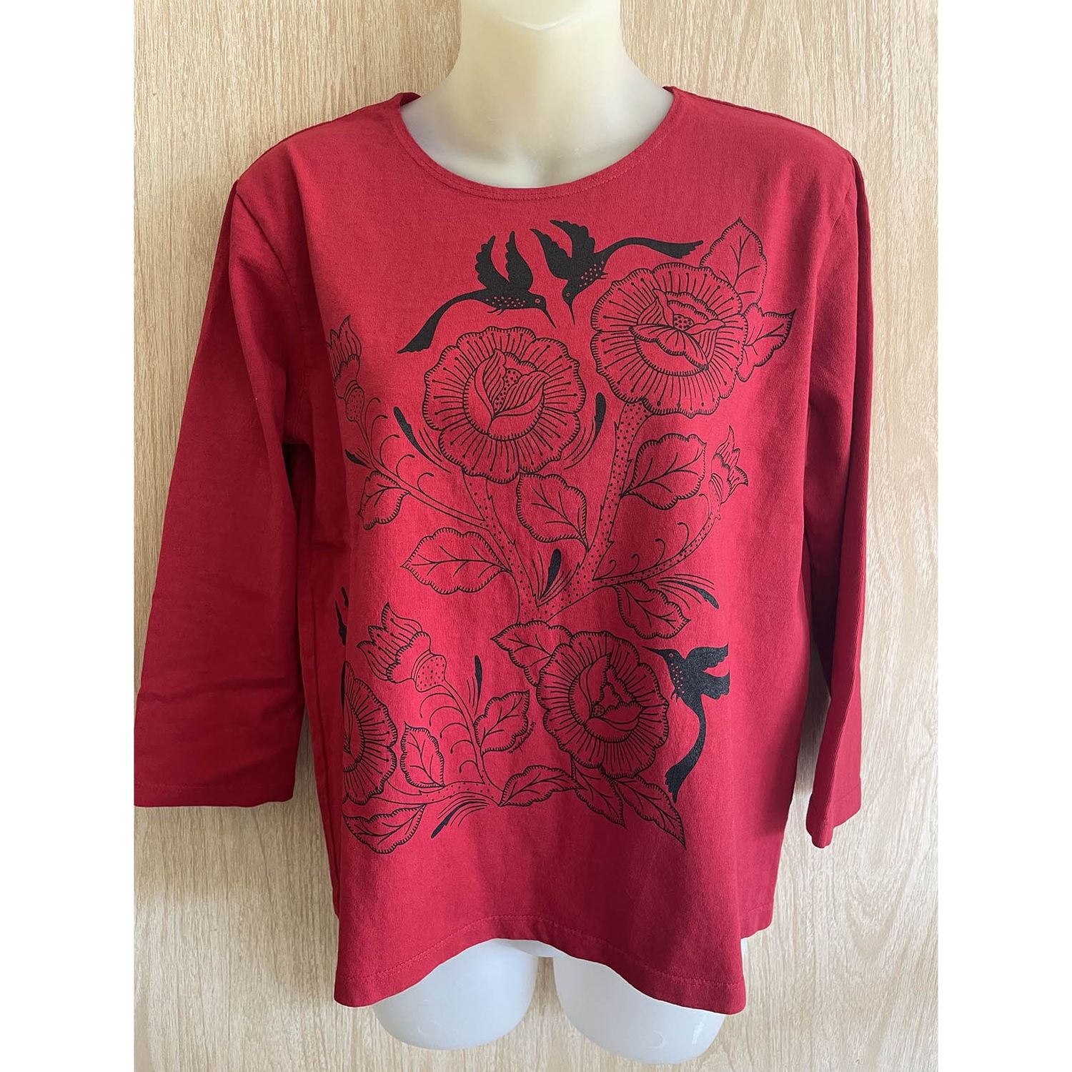Sabaku Women's 3/4 Slv Best Tee, Michoacan, Color: Cochineal, Size: XS