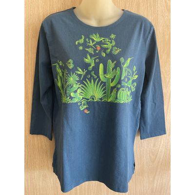 Sabaku Women's 3/4 Sleeve Top, Imaginary Desert
