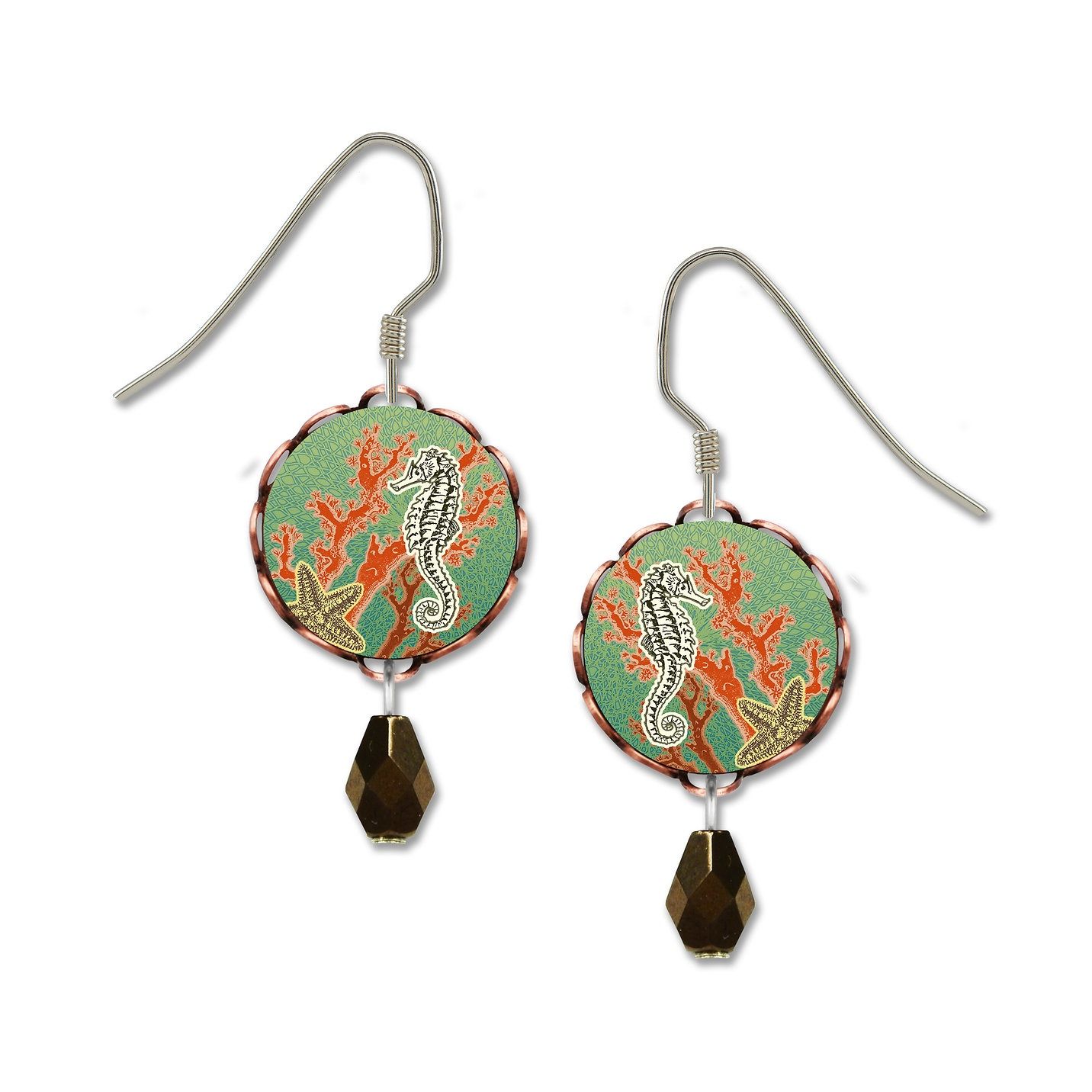 Seahorse-LT Earrings, Color: Silver