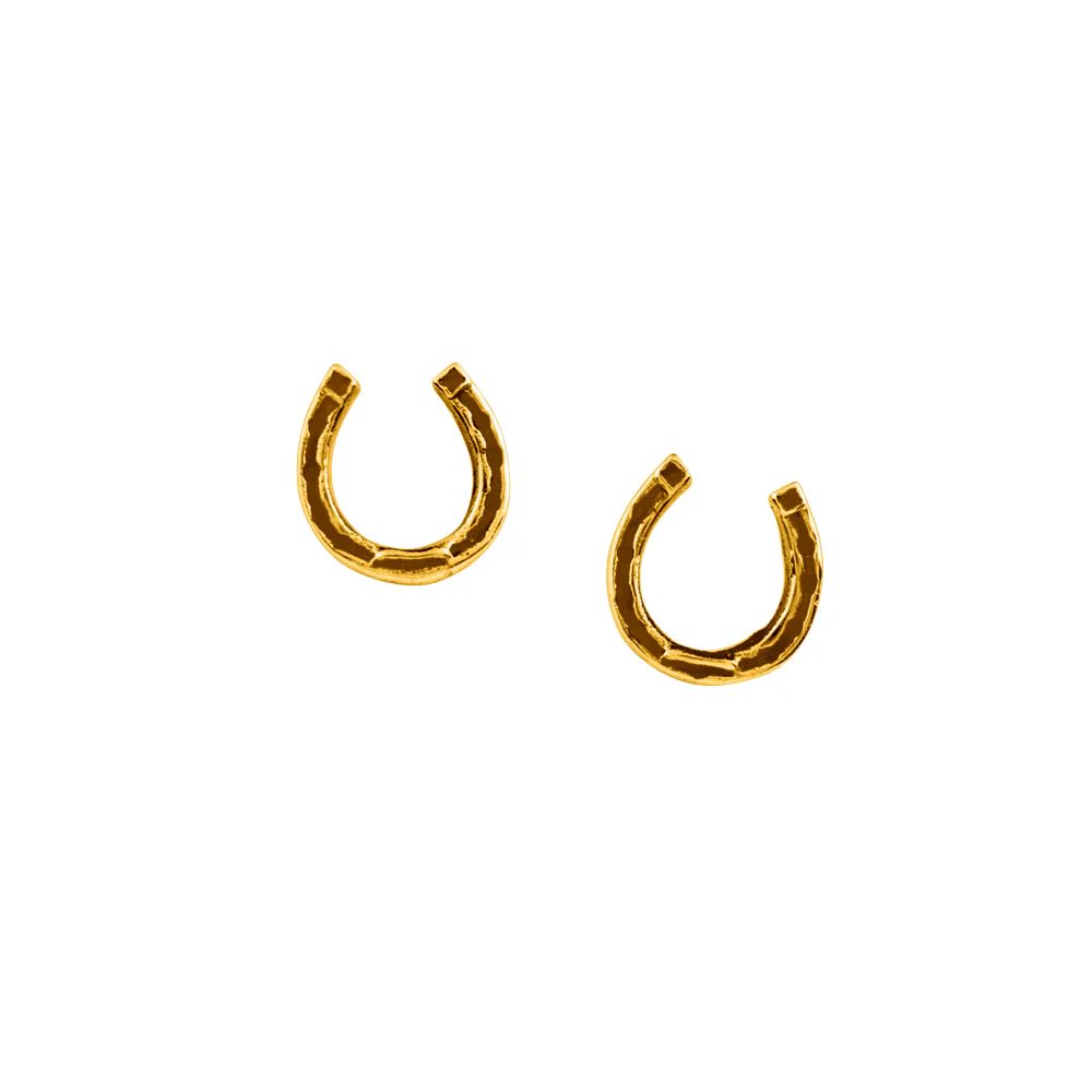 Lucky Horseshoe Studs in Gold, Color: Gold