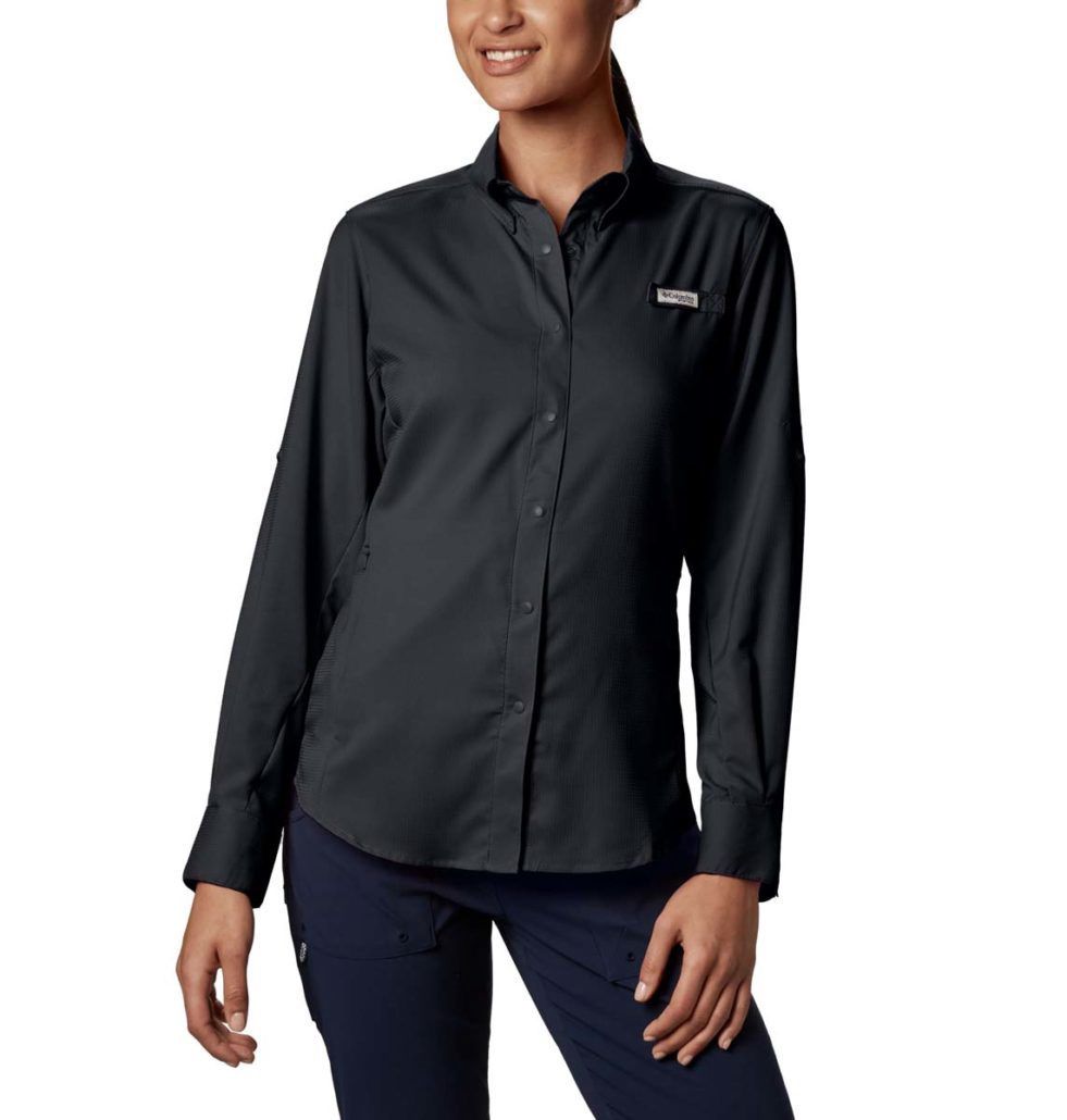 Womens Tamiami II Long Sleeve Shirt, Color: Black, Size: XS